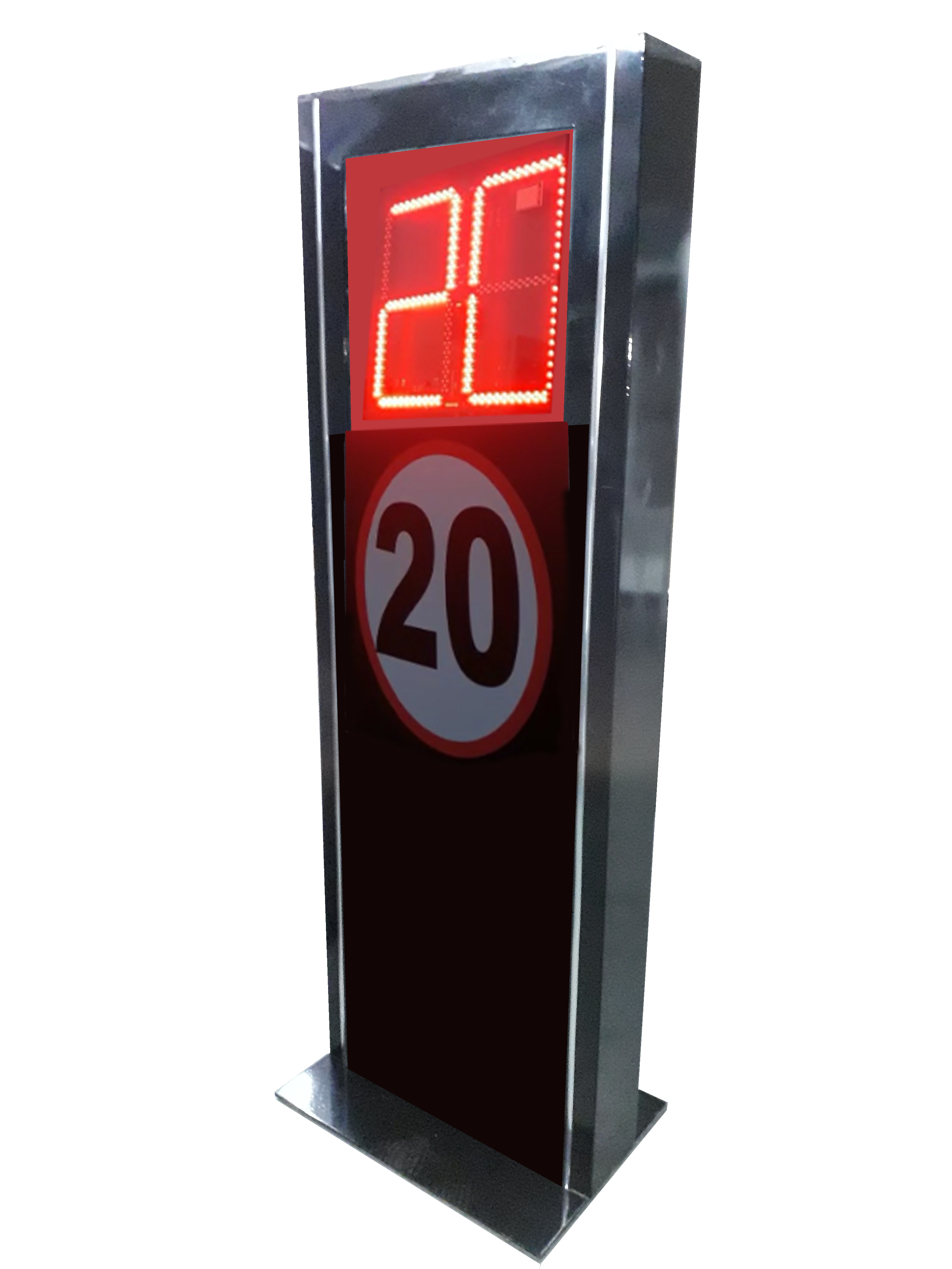 Tótem medidor de velocidad en funcionamiento